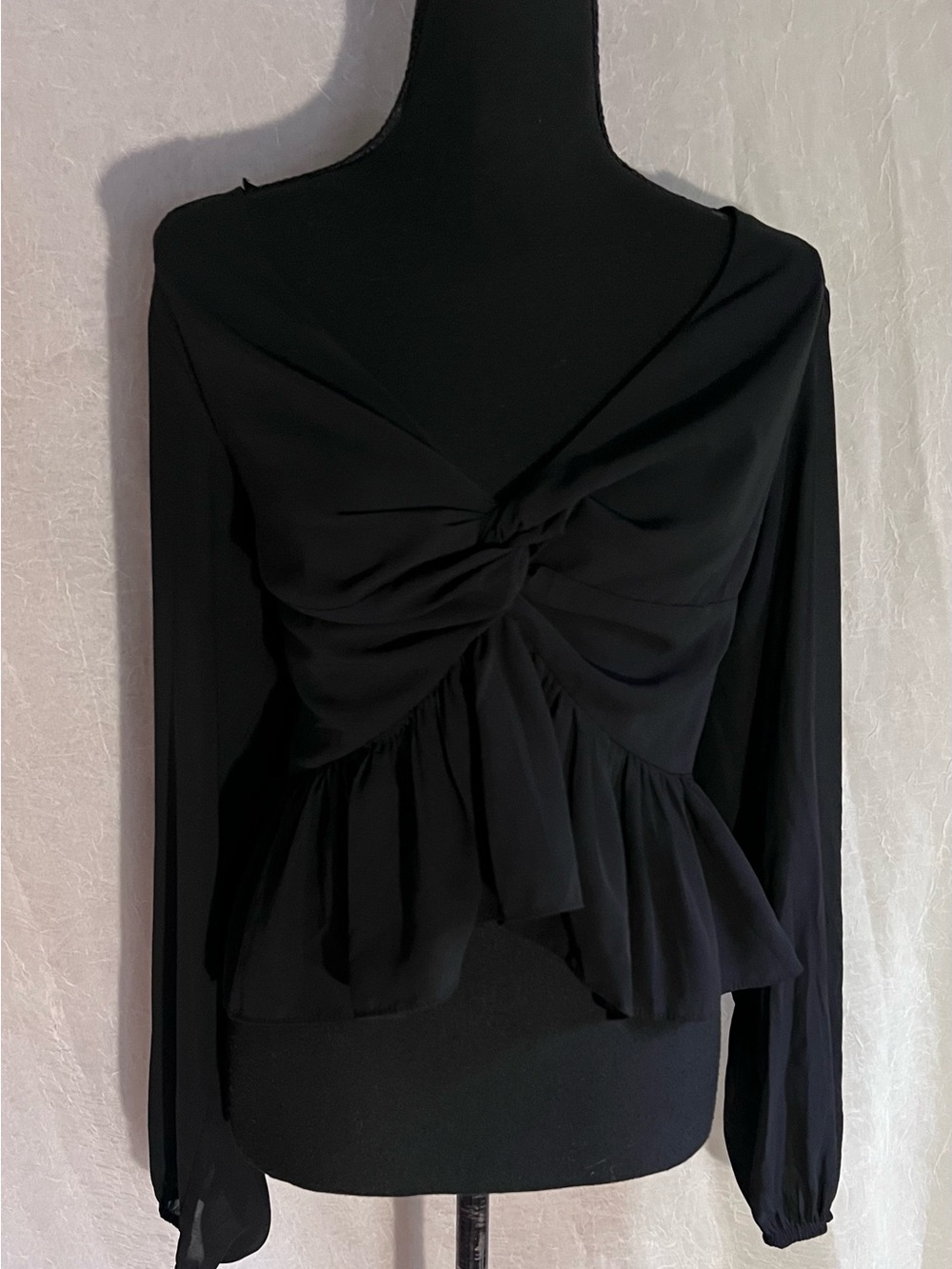 H&M Black Twist-Front Peplum Blouse
